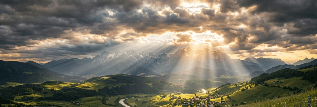 雲間から光射す