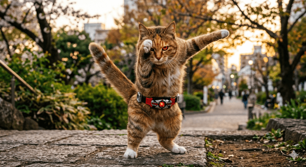 猫の変身ポーズ