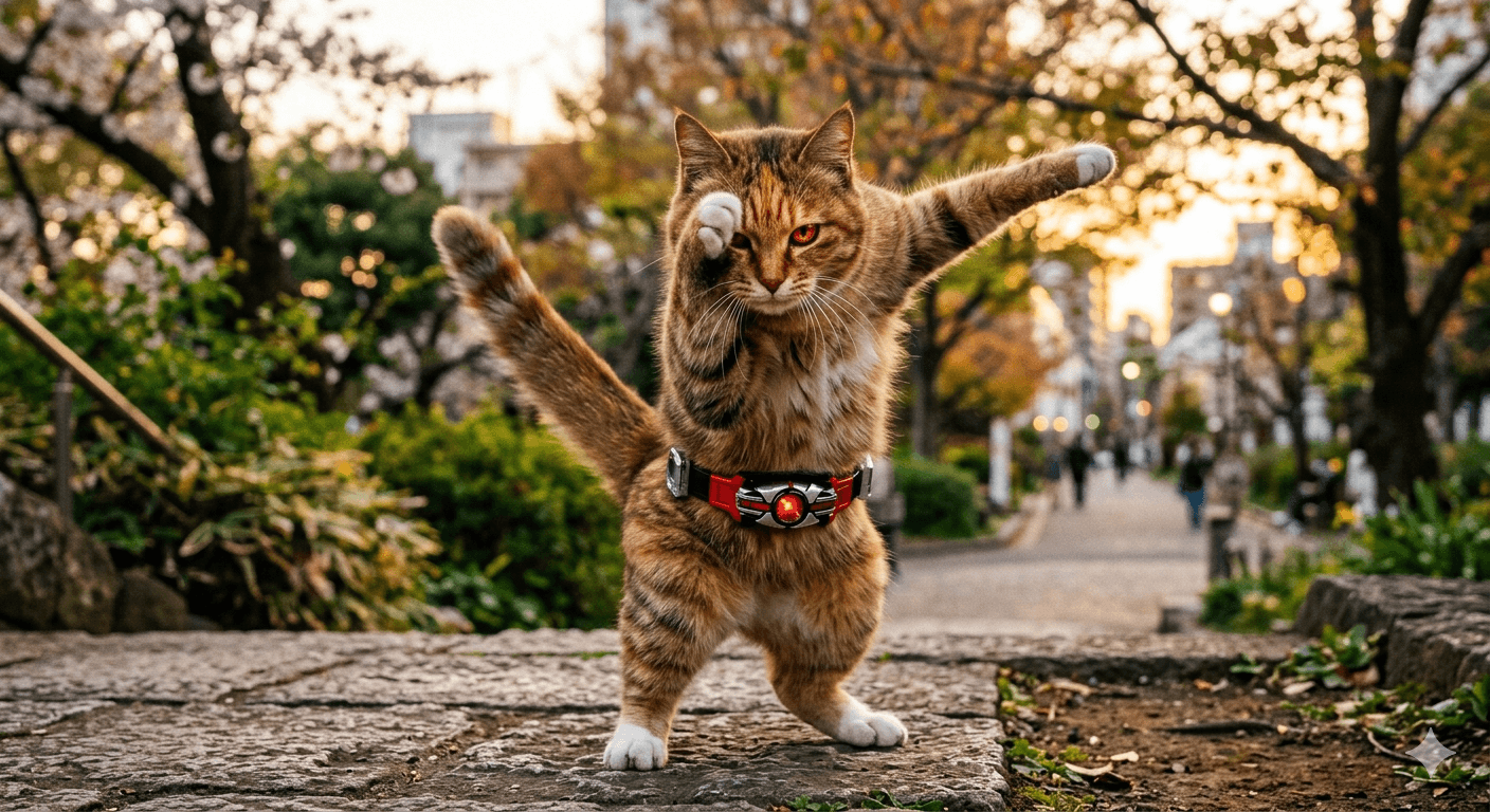 猫の変身ポーズ